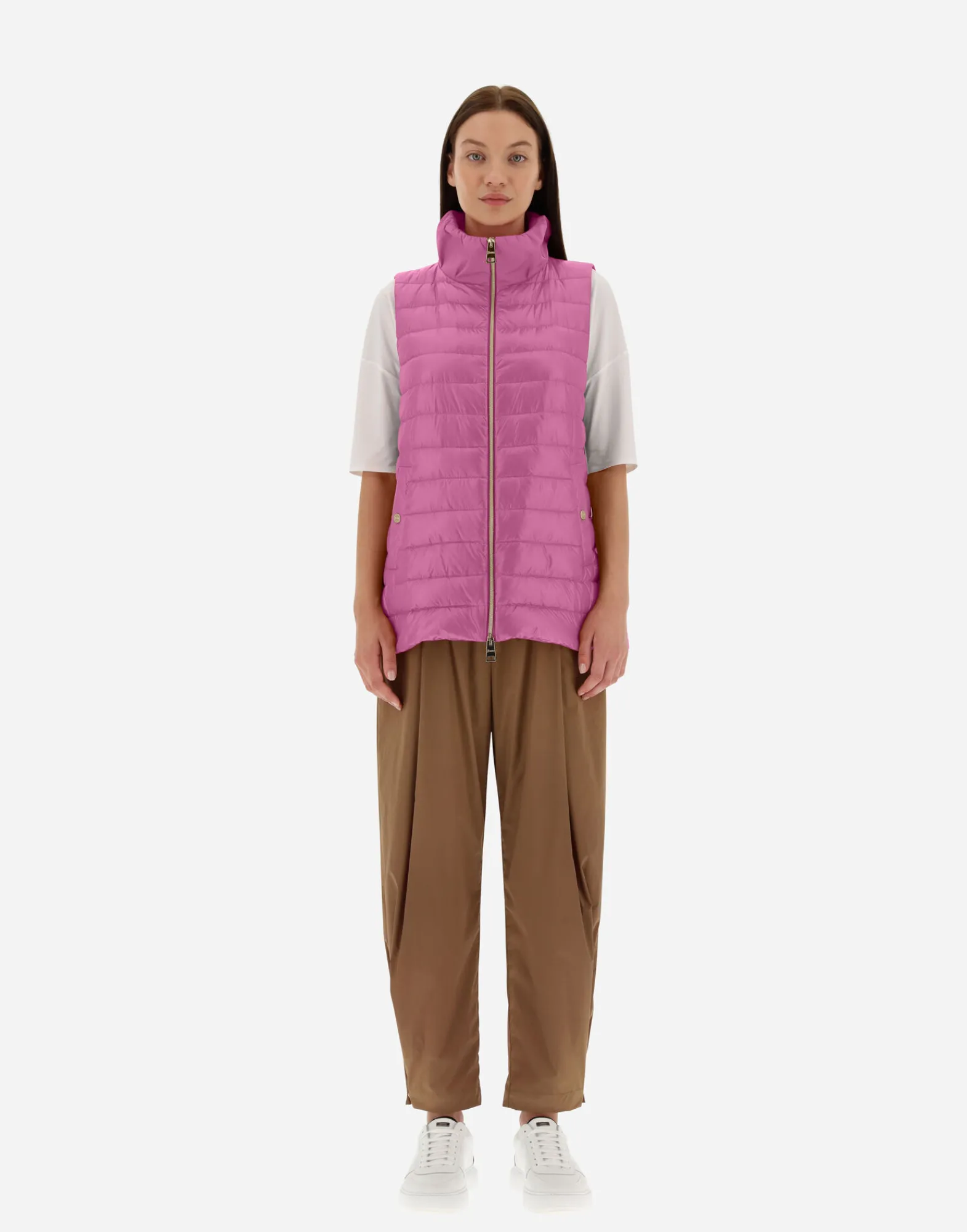 Herno Lange Daunenjacken-Weste Aus Nylon Ultralight & New Techno Taft