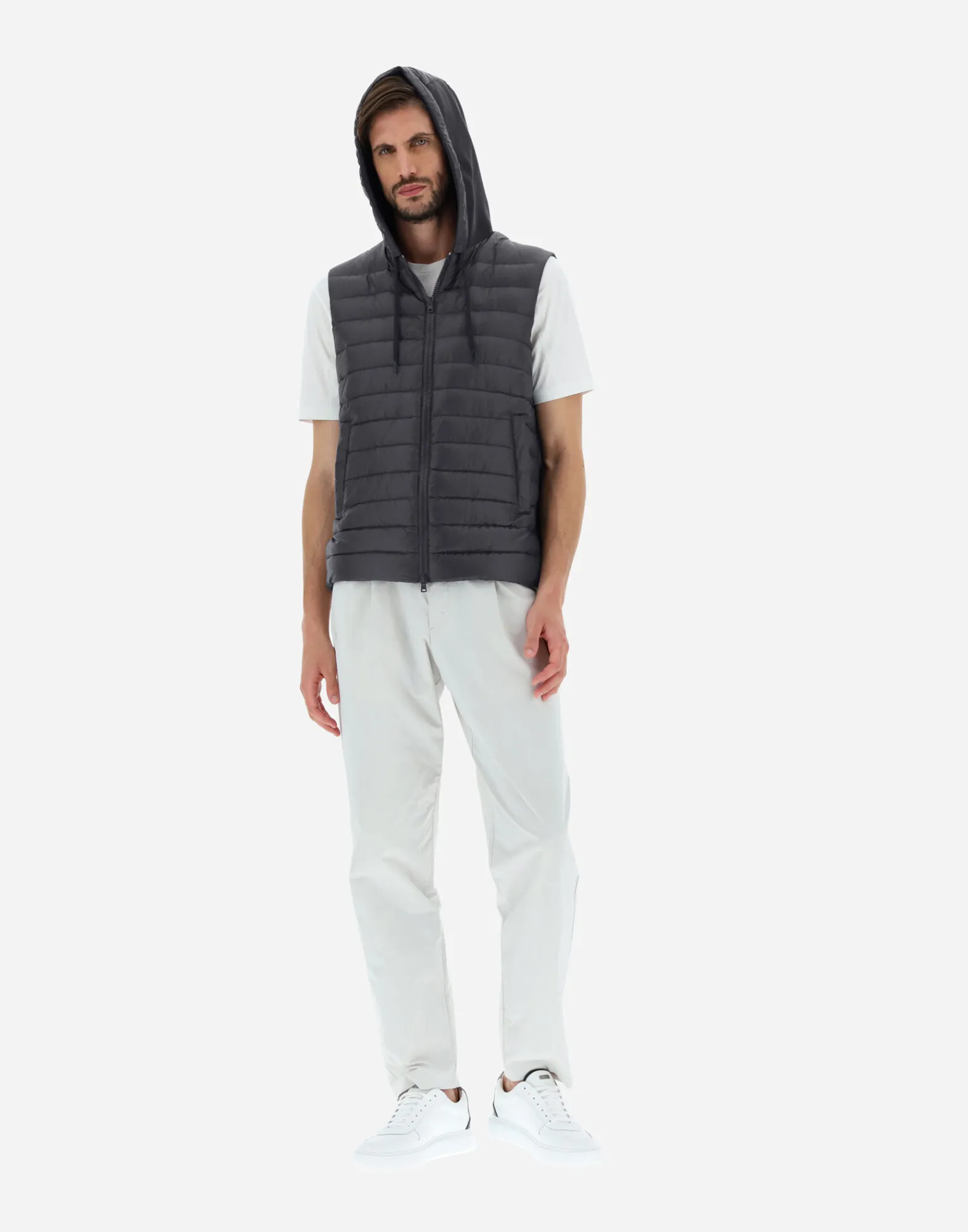 Herno Kurze Daunenjacken-Weste Aus Nylon Ultralight & Fleece