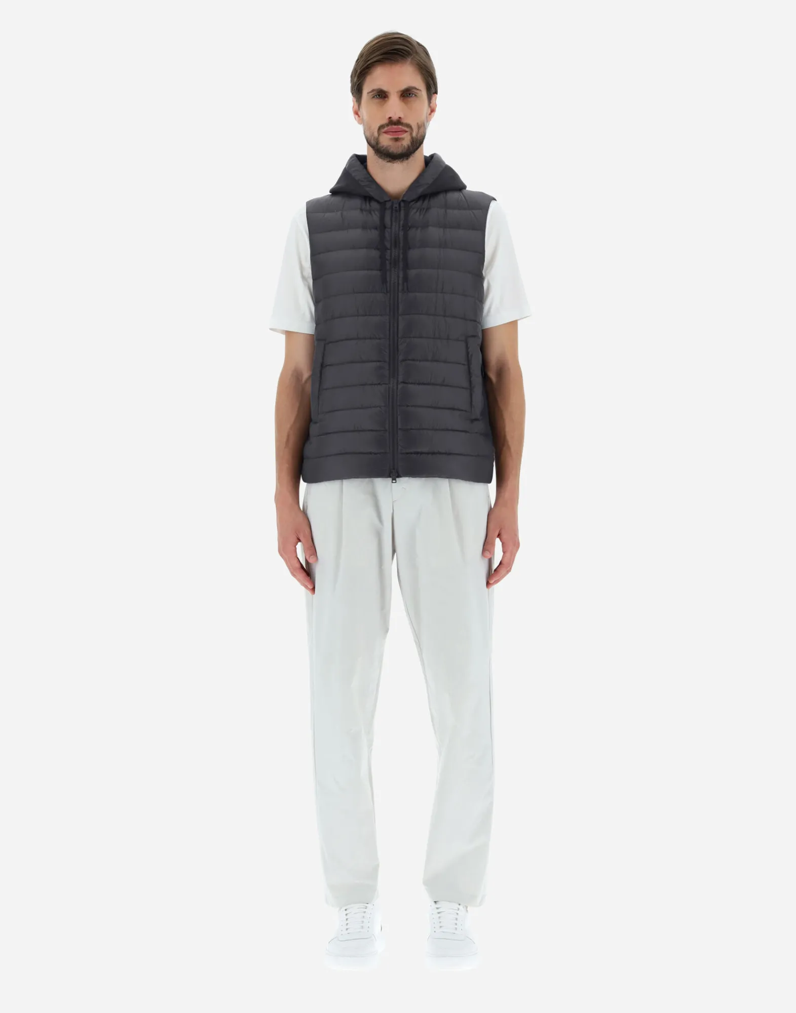 Herno Kurze Daunenjacken-Weste Aus Nylon Ultralight & Fleece