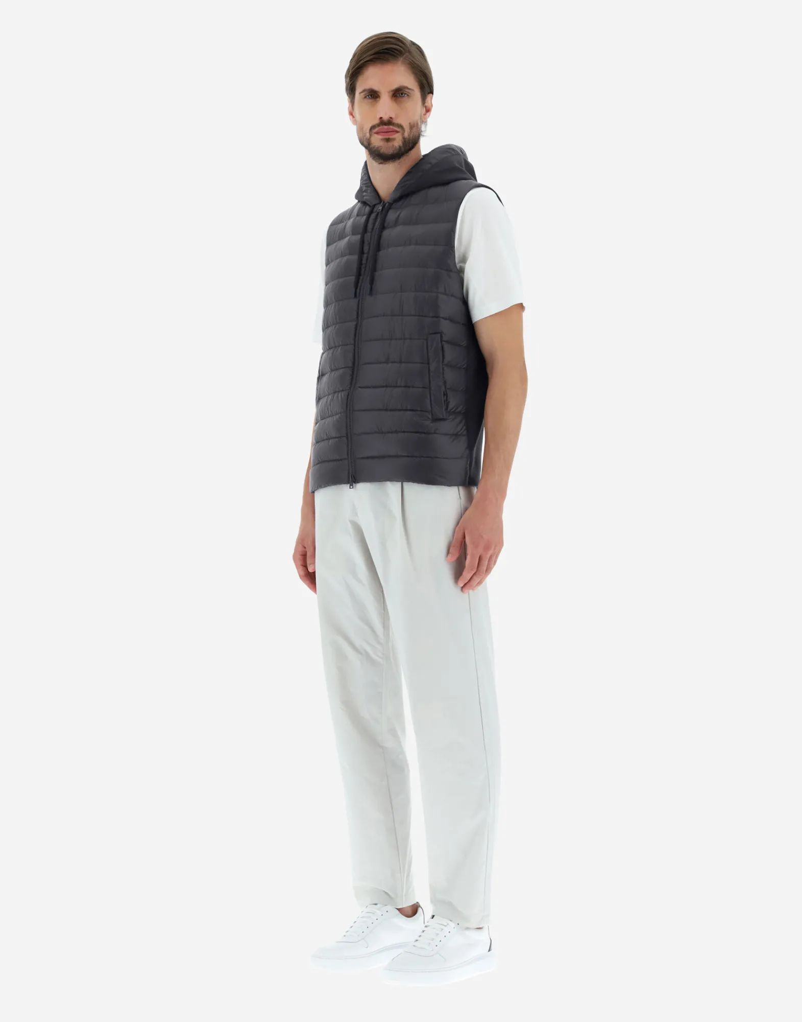Herno Kurze Daunenjacken-Weste Aus Nylon Ultralight & Fleece