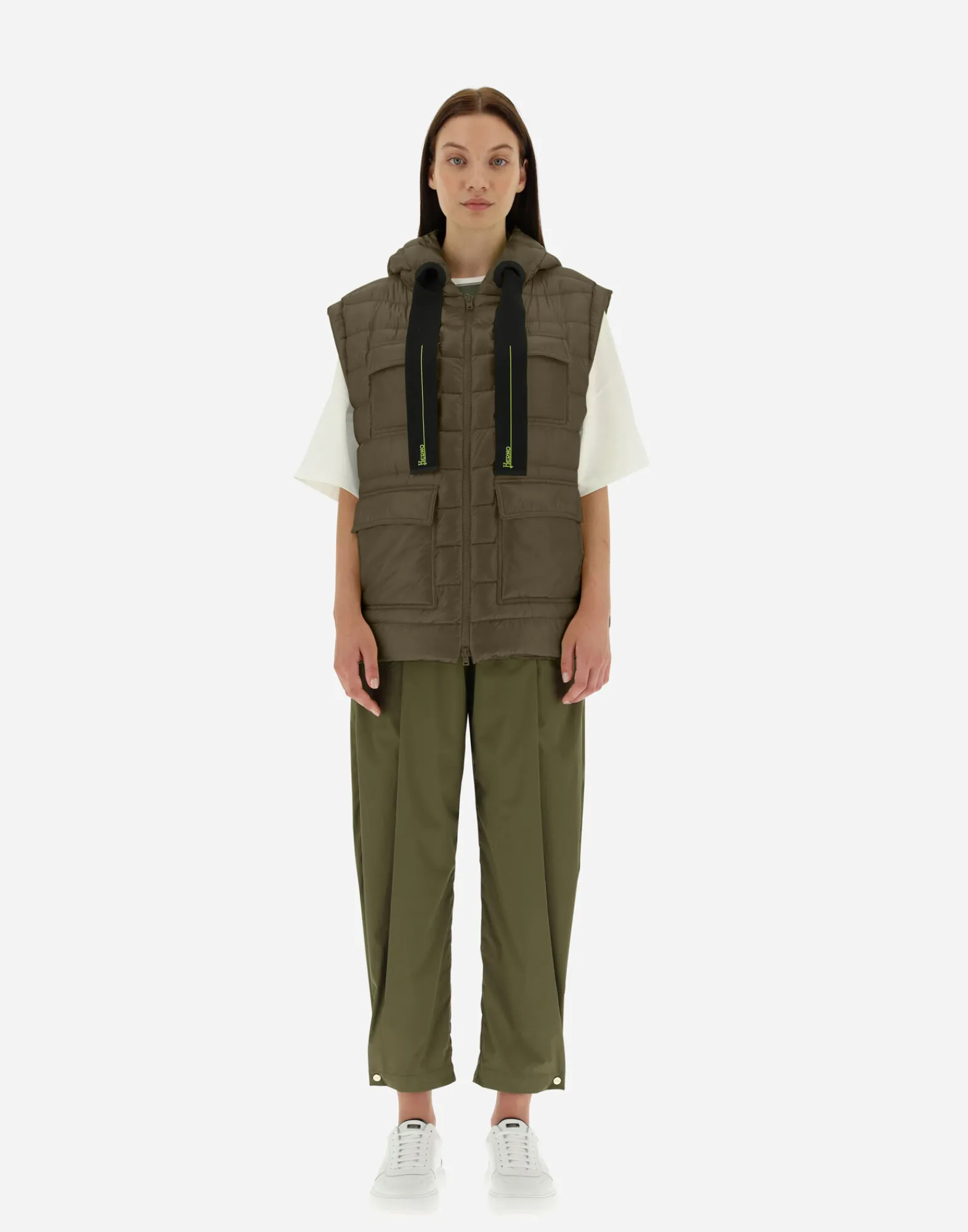 Herno Lange Daunenjacken-Weste Aus Nylon Ultralight