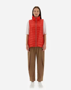 Herno Lange Daunenjacken-Weste Aus Nylon Ultralight & New Techno Taft