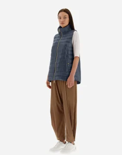 Herno Lange Daunenjacken-Weste Aus Nylon Ultralight & New Techno Taft