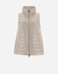 Herno Lange Daunenjacken-Weste Aus Nylon Ultralight & New Techno Taft