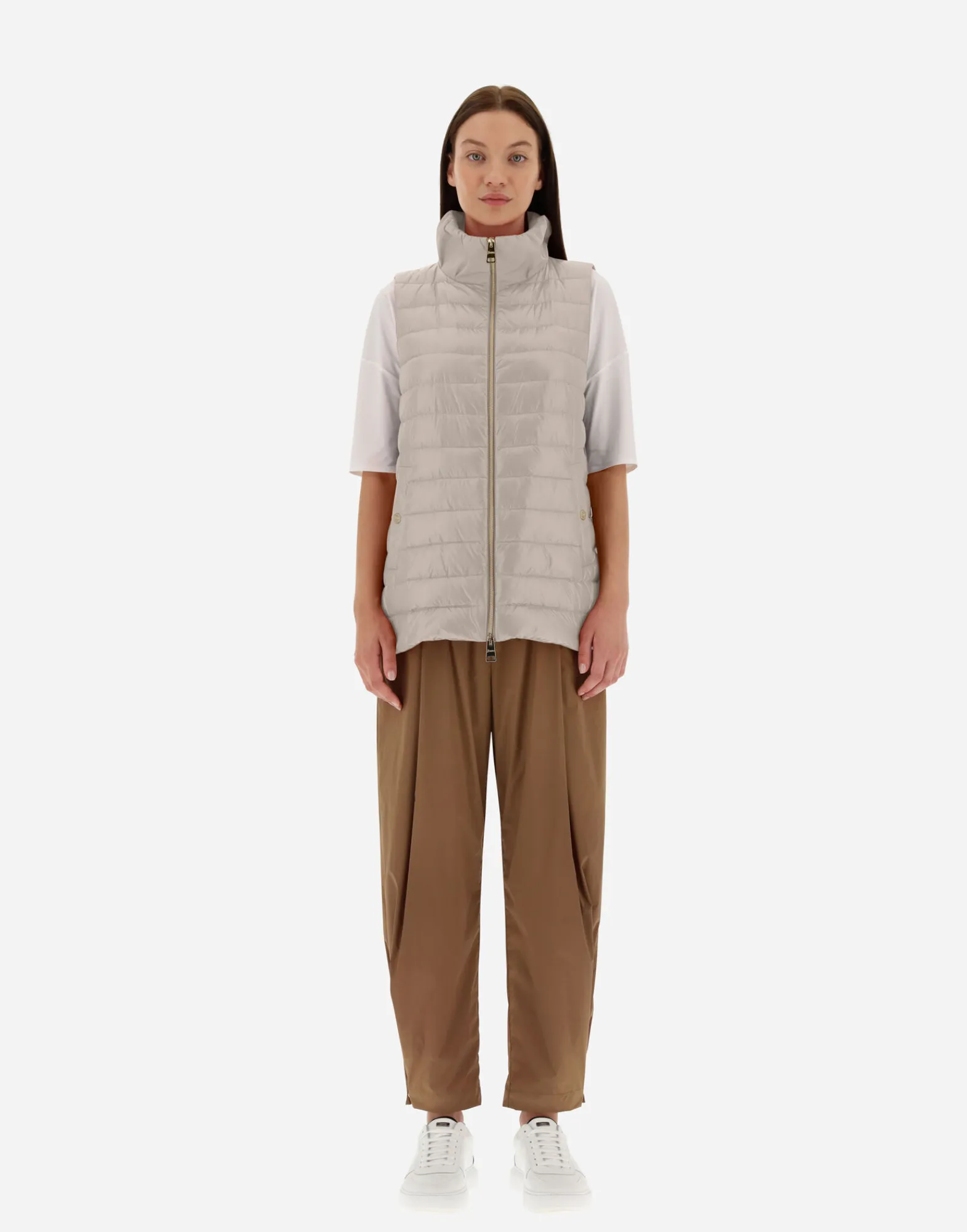 Herno Lange Daunenjacken-Weste Aus Nylon Ultralight & New Techno Taft