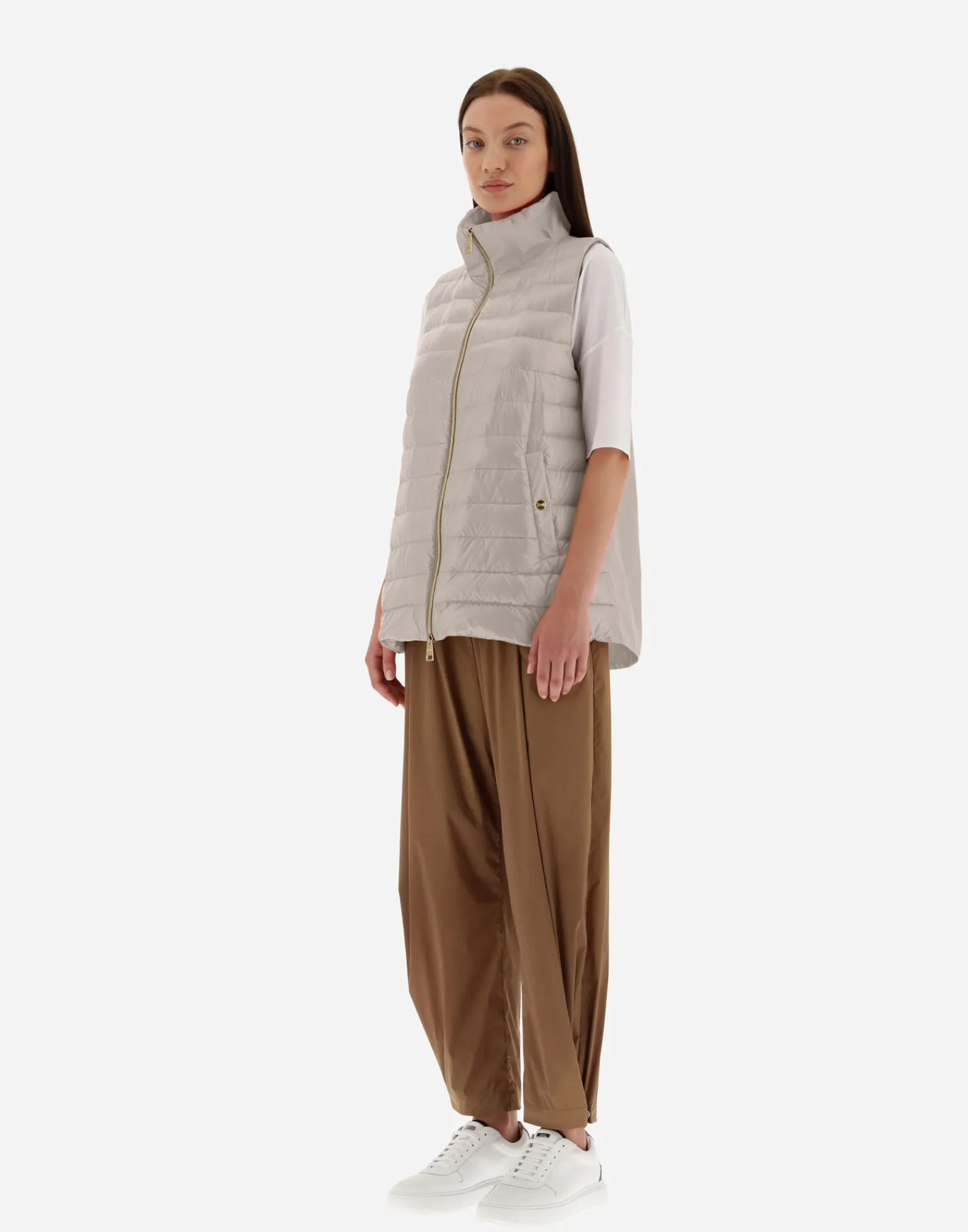 Herno Lange Daunenjacken-Weste Aus Nylon Ultralight & New Techno Taft